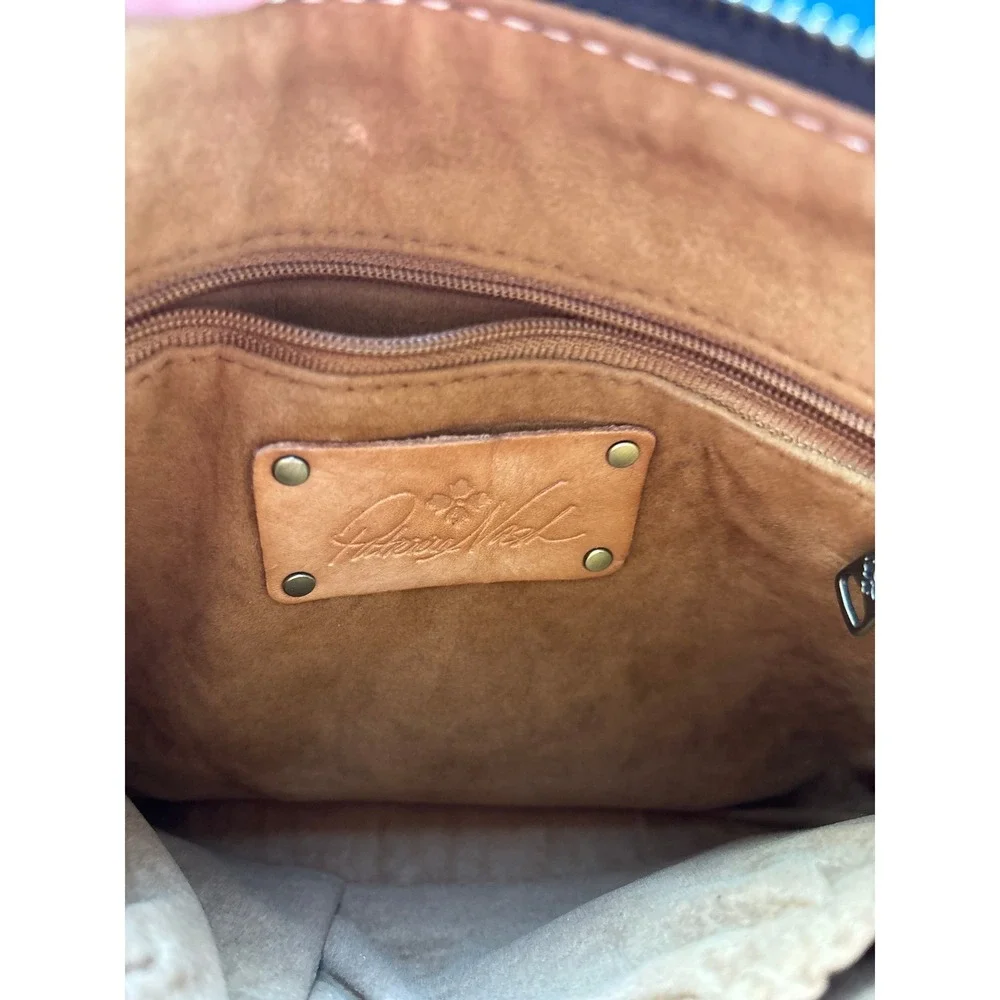 Patricia Nash Tan Woven Leather Wristlet Pouch Clutch Bag Wallet Boho